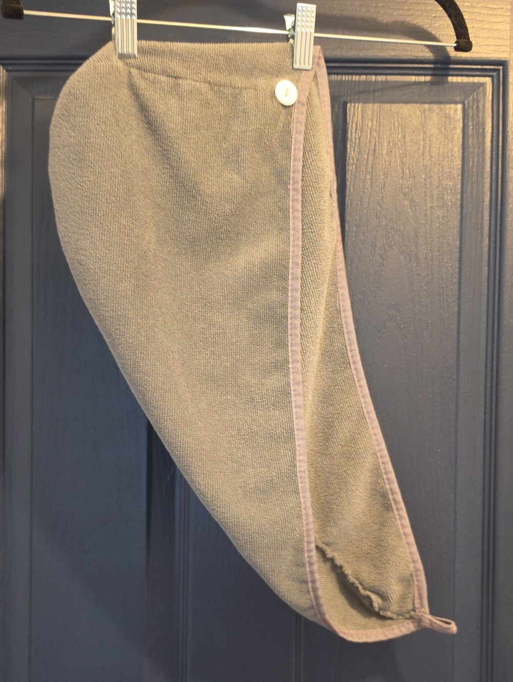 TruSpa Hair Turban in  Gray with Suede Trim